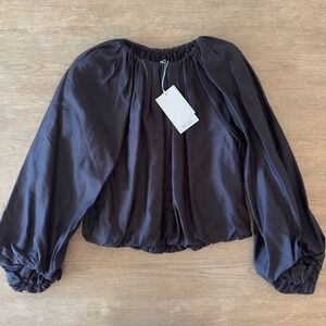 NEW COS Parachute Blouse-Long Sleeve Top-Black-Modern Minimalist-Women's Size 2